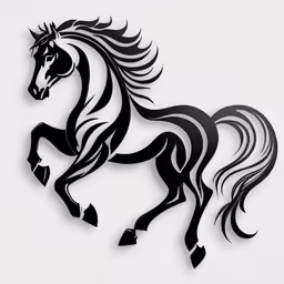 a horse running on its hind legs in a line