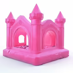a castle type play set with water and rocks