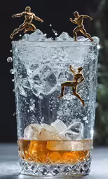 two small figurines are positioned above an ice - cube