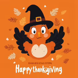 a happy thanksgiving illustration with an owl