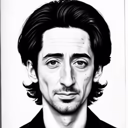 a black and white drawing of a man