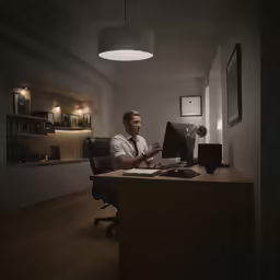 a man working on a desktop computer at a desk