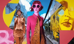 a woman wearing sunglasses and a dress standing on a sidewalk