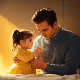 a man holding a baby girl in his arms