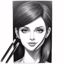 a girl in black and white with an earring