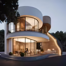 the architecture is futuristic and has glass panels