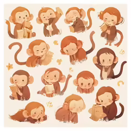 a cartoon representation of monkeys in different poses