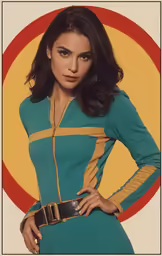 a woman is wearing a green and yellow dress
