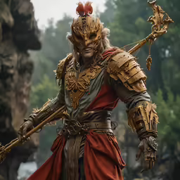 a person is standing and wearing medieval armor
