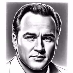 a black and white drawing of an actor