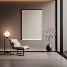 a living room with some chairs and a plant