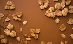 the fabric is made with wood and has a number of leaves growing on it