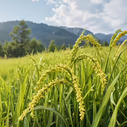 tall grasses with yellow flowers in the foreground