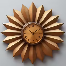 a sunburst clock that has a metal face