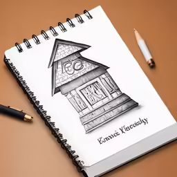 a drawing of a clock tower in pen