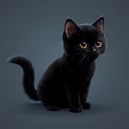 a black cat sitting with the eyes open