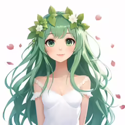 the green haired anime girl with long hair