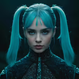 this is a girl with blue hair and piercings