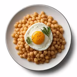 this is a plate of beans and an egg