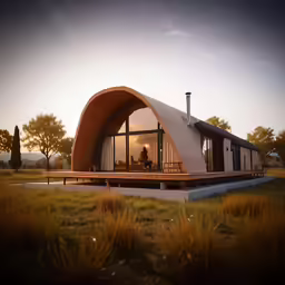 two people sitting at a table in front of a small white tent