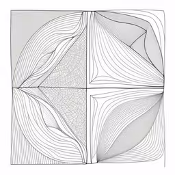 a drawing that has multiple sections of the surface and one with a line pattern,three different angles on a white background and a square shape with lines in it