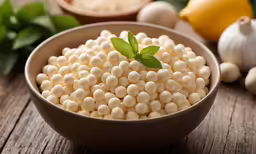 some white mushrooms and garlic in a bowl