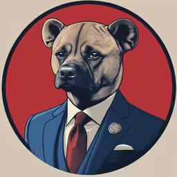 a dog in a suit and tie is drawn in a circle