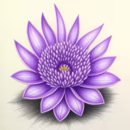 this is an artistic drawing of a purple flower,a drawing of purple flower in color