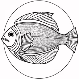 a fish is shown on a circular frame