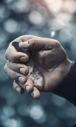 a person holding something in their hand