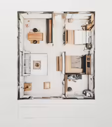 the floor plan for a house shows the interior, kitchen and bedroom areas