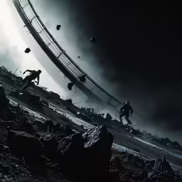 an image of zombies coming out from under the huge round structure