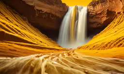 this is a digital painting of a waterfall and river