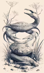 some rocks and trees with some water
