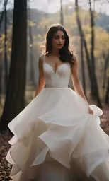 a woman in white dress standing on dirt ground