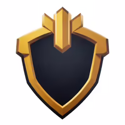 a golden shield badge isolated on a white background
