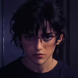 a man staring at the camera in an artistic photo