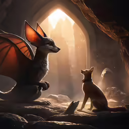 an animated animated scene, the dog and the dragon appear to be interconnected