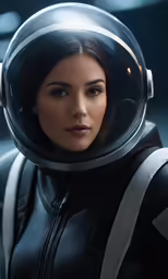 an astronaut looks into the distance from the shoulders down