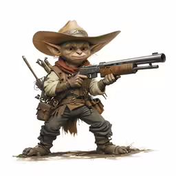 a cartoon image of a wild west - styled monkey with rifle