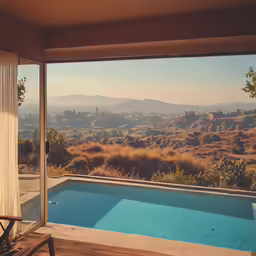 a small pool in a very large room