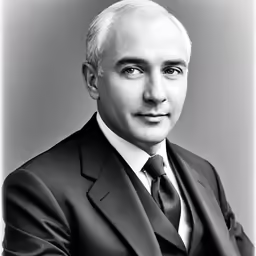 an old black and white photograph of a man in a suit