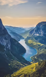a valley filled with lush green hills under a blue sky