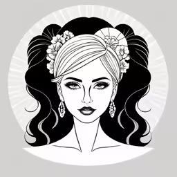 a girl with long hair in an abstract circular