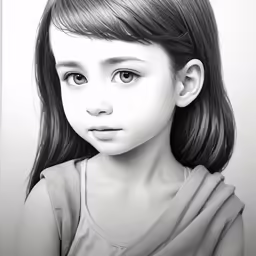 the little girl is looking at the camera