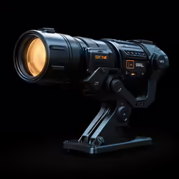 a close up of a zoom lens with the focus light on