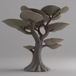 an abstract sculpture of a tree in concrete