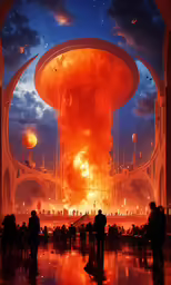 a scene of a sci city made from orange and red material