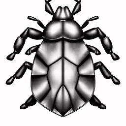 a close up of a black and white bed bug