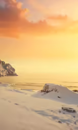 a person on skis standing on a hill overlooking water